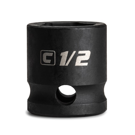 1/2 In. Stubby Impact Socket, 3/8 In. Drive, 6 Point, SAE